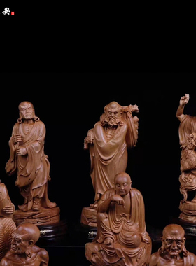 十八罗汉印度老山檀香清刀摆件