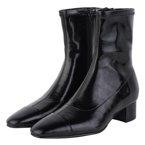 IORE理想矿石设计师原创 经典百搭极简贴腿显瘦皱牛油皮中跟短靴 - 图3