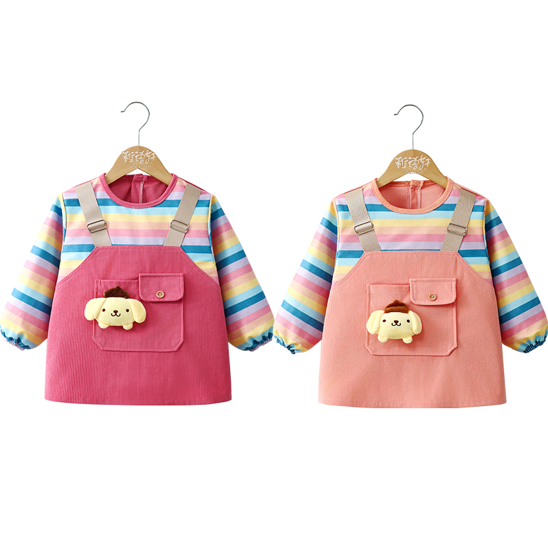 Baby girl smock, autumn and winter outerwear, fashionable children's bib