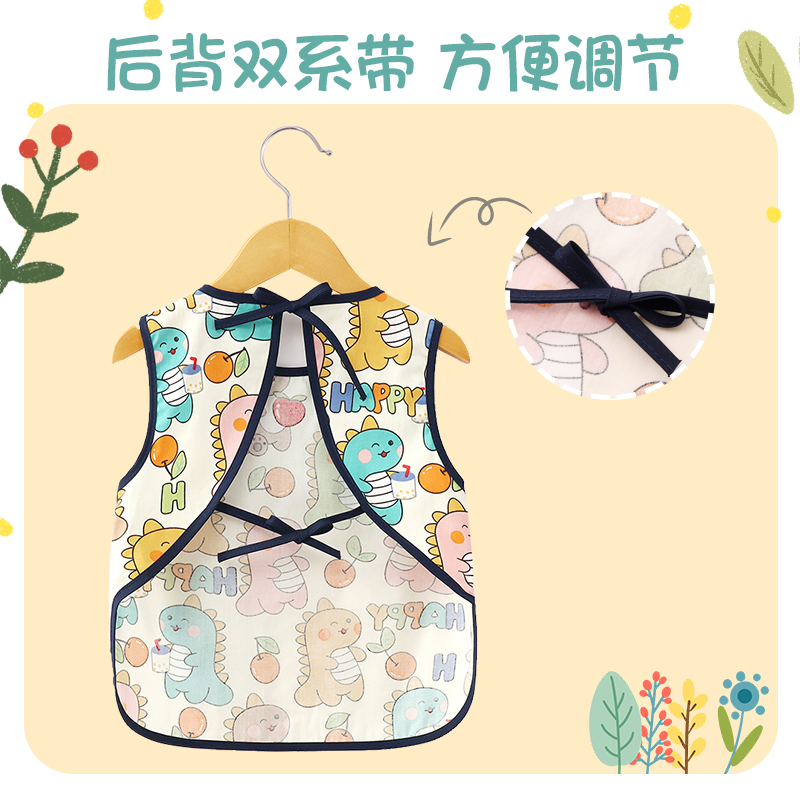 Baby boy's smock, pure cotton waterproof eating bib, summer