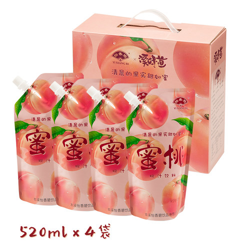 怡香碧蜜桃汁饮料520ml*4果汁含量≥35%黄桃果汁浓缩浓浆饮品整箱 - 图0