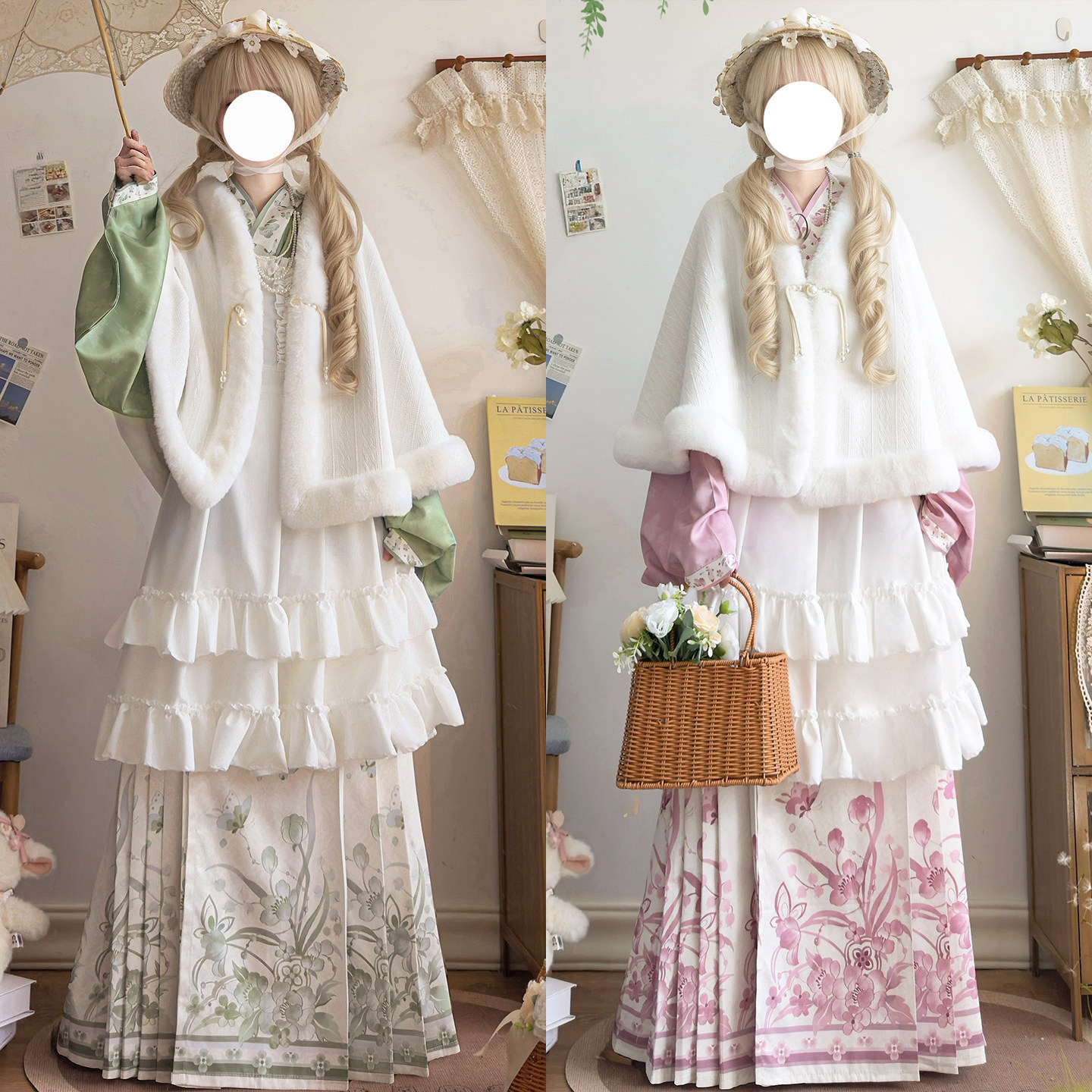 墨染幽阙原创汉洋折衷明制交领短衫罩裙加绒斗篷马面裙洛丽塔秋冬,淘宝优惠券,粉丝福利购,淘宝优惠卷