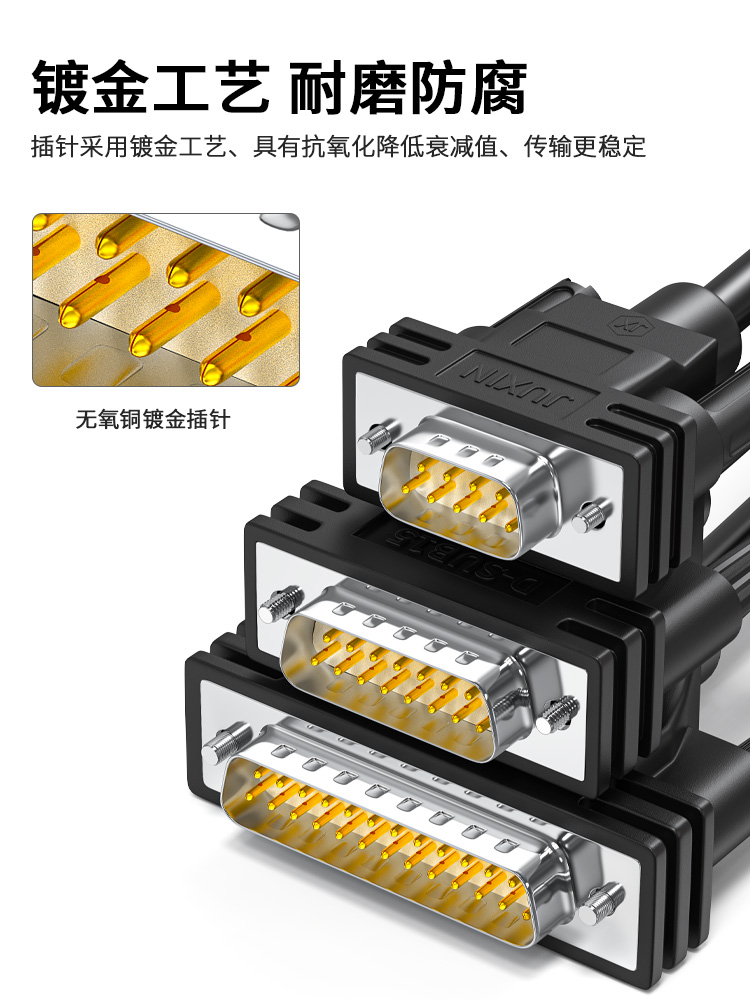 DB9串口线公头母头带线9针端子线DB37并口线DB25 DB15连接线15芯