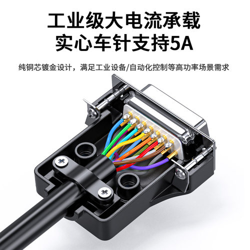 工业级DB15公母头二2排15针插头实心针15P并口串口连接器直流接头 - 图1