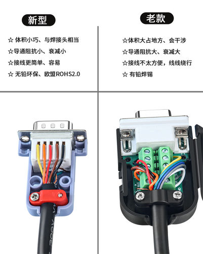 DB9免焊接头9针免焊母头公头RS232串口头PLC九针485连接器CAN插头 - 图2
