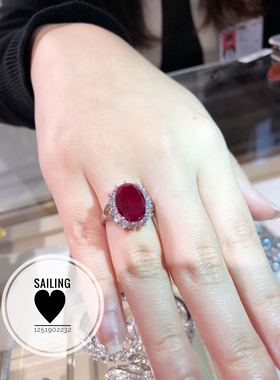 香港专柜 西班牙ARTE 艾尔蒂 椭圆形 人造红宝石 人工钻戒指 3000