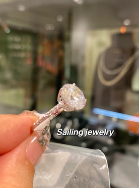 香港专柜 英国carat london 人造宝石戒指 3.5克拉 白金 订婚结婚