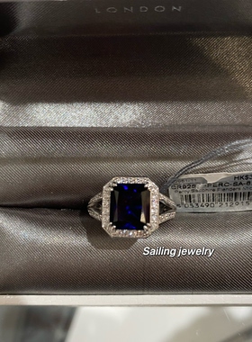 香港专柜 英国carat london 人工蓝宝石戒指  3克拉