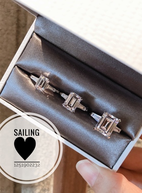 现货 香港专柜 英国CARAT LONDON 祖母绿切割 人造钻石戒指 K白金