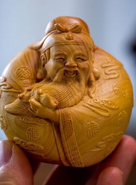 崖柏木雕家居摆件精雕工艺品祝寿礼品福禄寿三星实心精雕