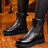 Удерживающие тепло утепленные нескользящие высокие сапоги, из натуральной кожи