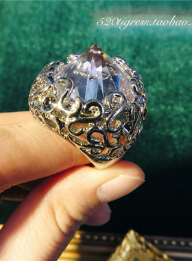 独家小众复古水晶大宝石戒指
