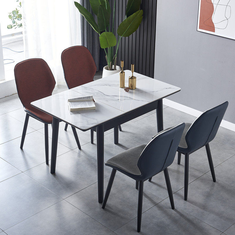 亮光岩板餐桌椅组合家用小户型简约可伸缩折叠轻奢网红餐桌长方形,淘宝优惠券,粉丝福利购,淘宝优惠卷