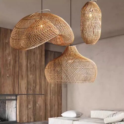 中古侘寂风吊灯日式客厅卧室藤编灯设计师禅意茶室民宿酒店餐厅灯 - 图0