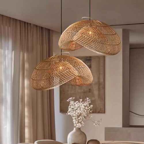 中古侘寂风吊灯日式客厅卧室藤编灯设计师禅意茶室民宿酒店餐厅灯 - 图2