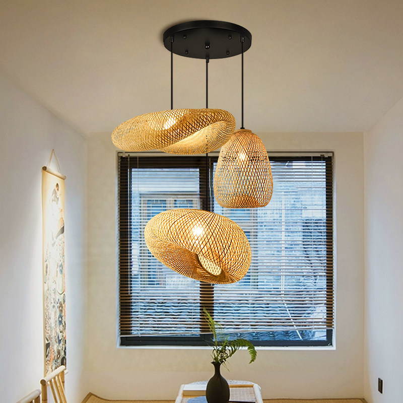 中式竹编竹艺吊灯侘寂风民宿楼梯茶室日式餐厅火锅店禅意组合灯具,淘宝优惠券,粉丝福利购,淘宝优惠卷