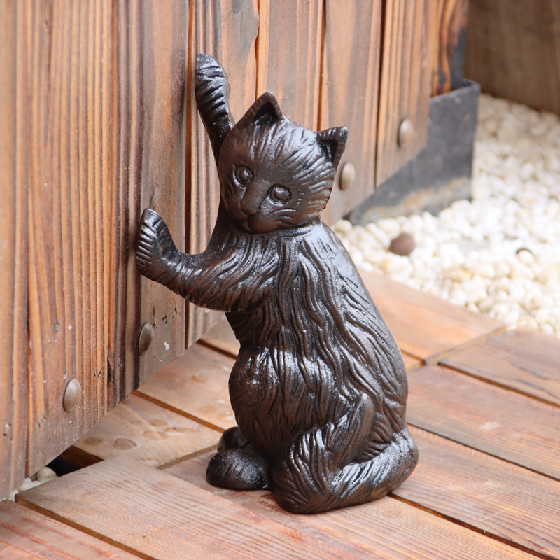 欧式铸铁艺复古创意门挡小猫门档塞门顶家居装饰防风免打孔阻门器 - 图0