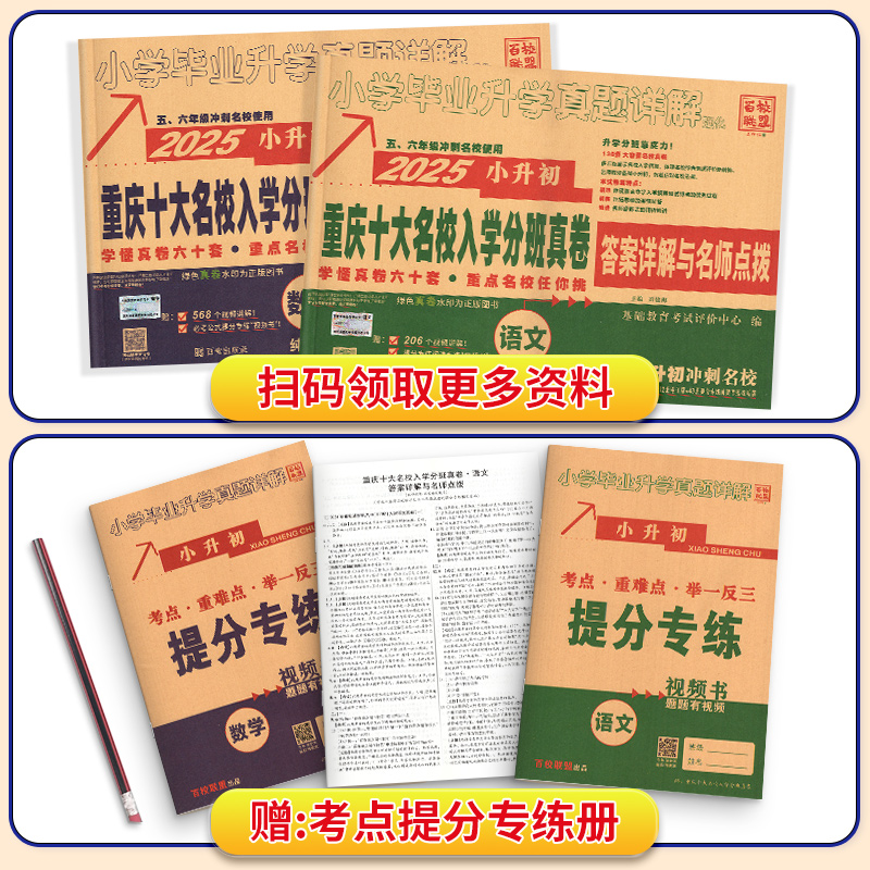 2025新重庆小升初真题卷重点十大名校招生入学分班真卷牛皮卷语文数学总复习小学毕业升学详解人教版必备专项刷题训练考进名校2024 - 图3