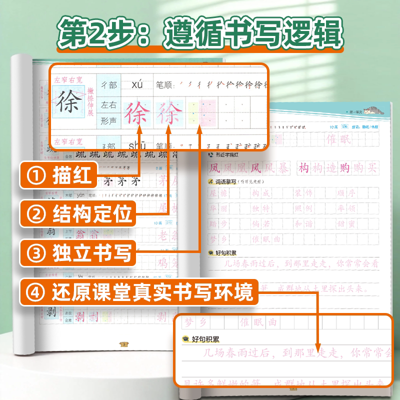 2025新小豆同学小学生同步写好字三年级上册4四上五六6一二年级四点定位练字帖人教版小学生同步字帖初学者每日一练同步练字帖全