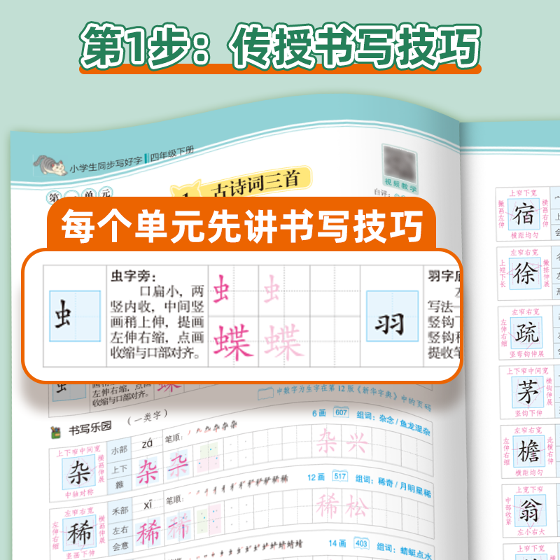 2025新小豆同学小学生同步写好字三年级上册4四上五六6一二年级四点定位练字帖人教版小学生同步字帖初学者每日一练同步练字帖全