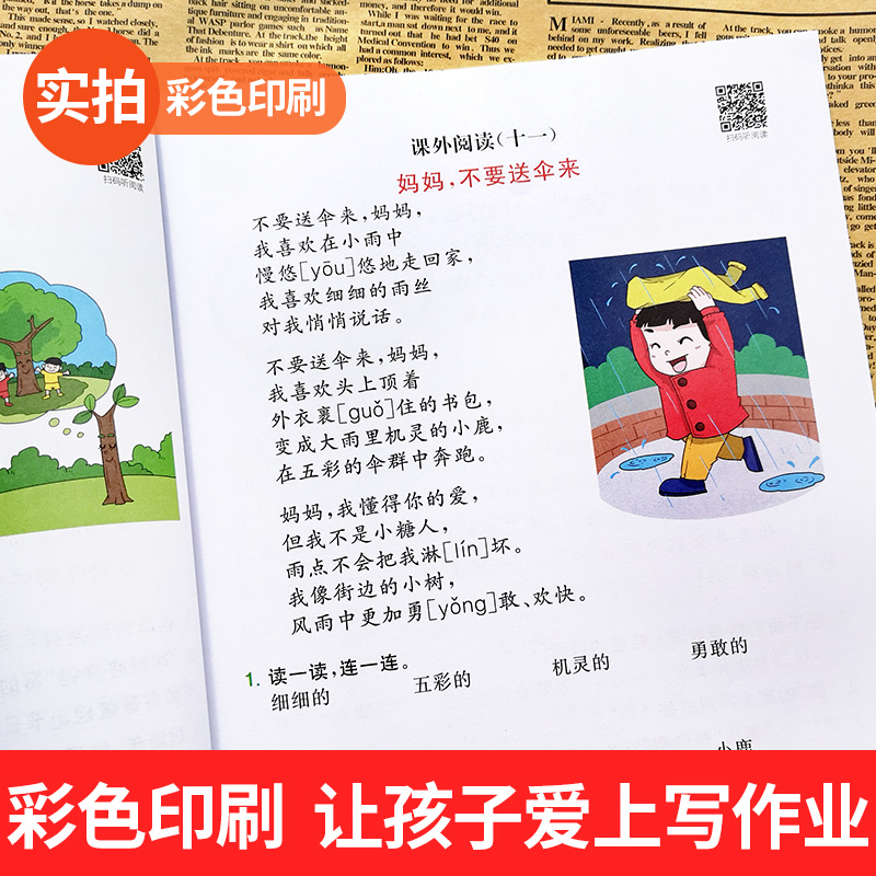 阅读理解+看拼音写词语二年级下册 乐学熊彩绘版 人教版小学2年级阅读理解看拼音生字注音 小学语同步专项训练课外练习册