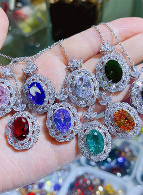 白色锆石镶满钻时尚项链气质晚宴饰品吊坠奢华锁骨链高级颈链保色