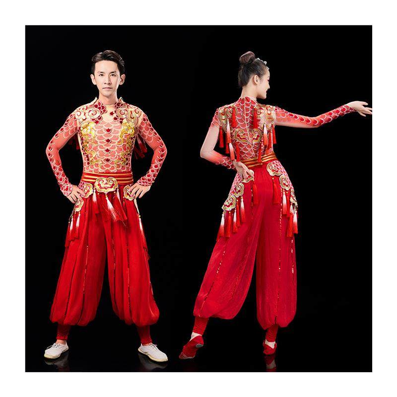 新款打鼓服舞龙舞狮表演服男女生秧歌服装腰鼓服武术练功服演出服,淘宝优惠券,粉丝福利购,淘宝优惠卷