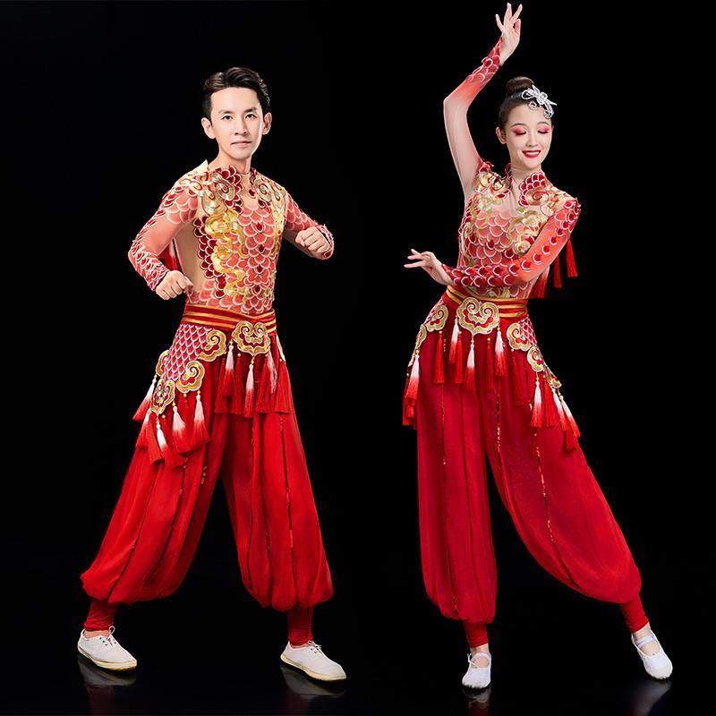 新款打鼓服舞龙舞狮表演服男女生秧歌服装腰鼓服武术练功服演出服,淘宝优惠券,粉丝福利购,淘宝优惠卷