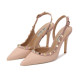 Rivets, versatile and sexy toe-cap genuine leather twill high heels
