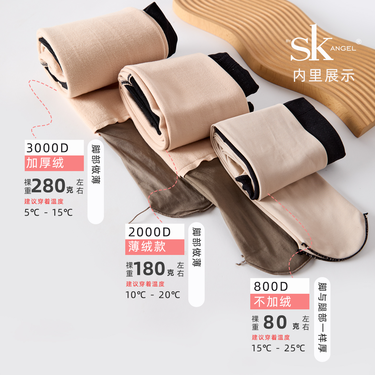 SK全无痕无缝连裤袜水光感假透肉一体裤收腹提臀秋冬保暖连裤袜女 - 图2
