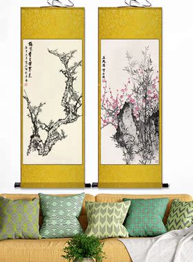 漓江山水画条幅卷轴画丝绸画水墨画靠山图玄关背景画布画绢画国画