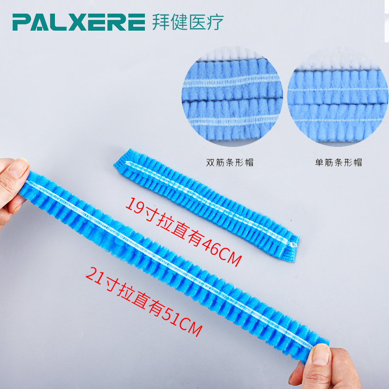 100支一次性网帽无纺布条形帽防尘帽子护发室头套防落发加大网帽-图1