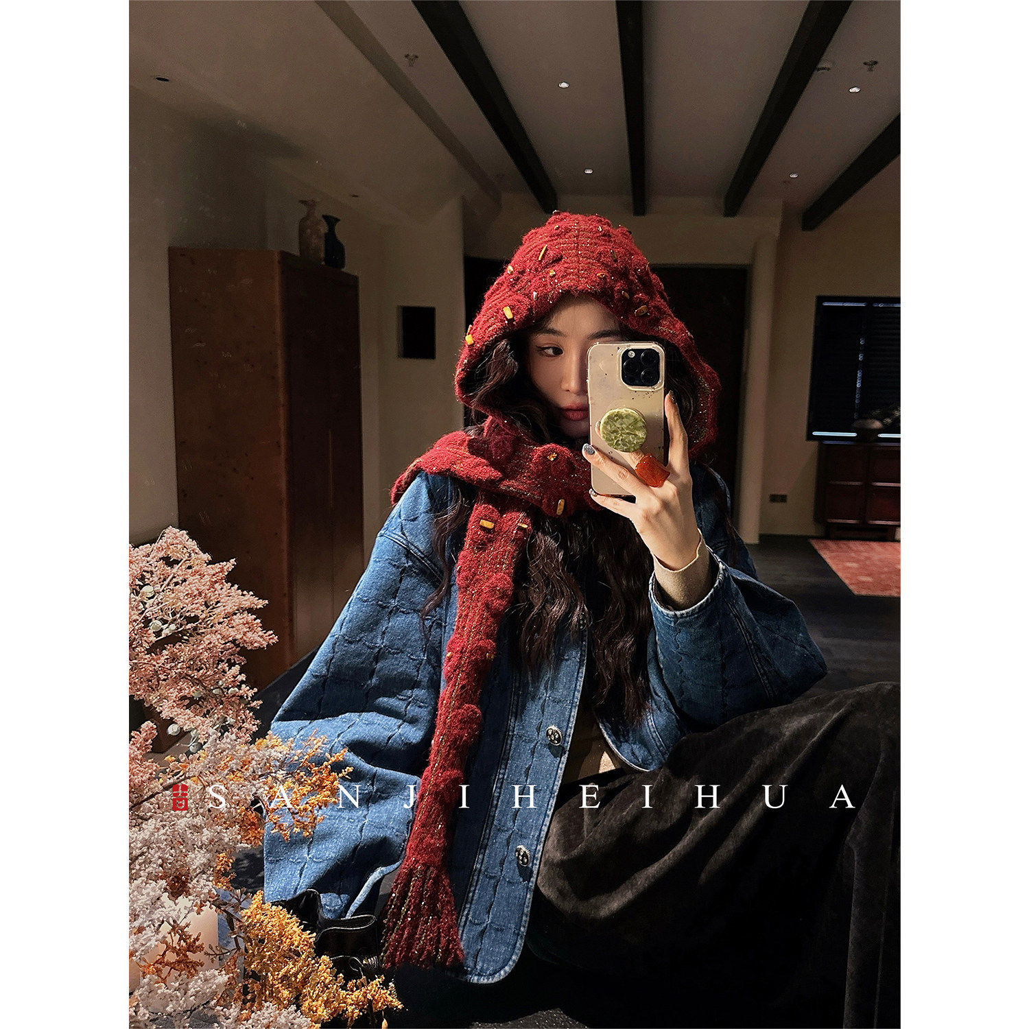 【夏天粉丝专享】三吉黑花【来福】手工装饰羊毛披肩帽围脖,淘宝优惠券,粉丝福利购,淘宝优惠卷