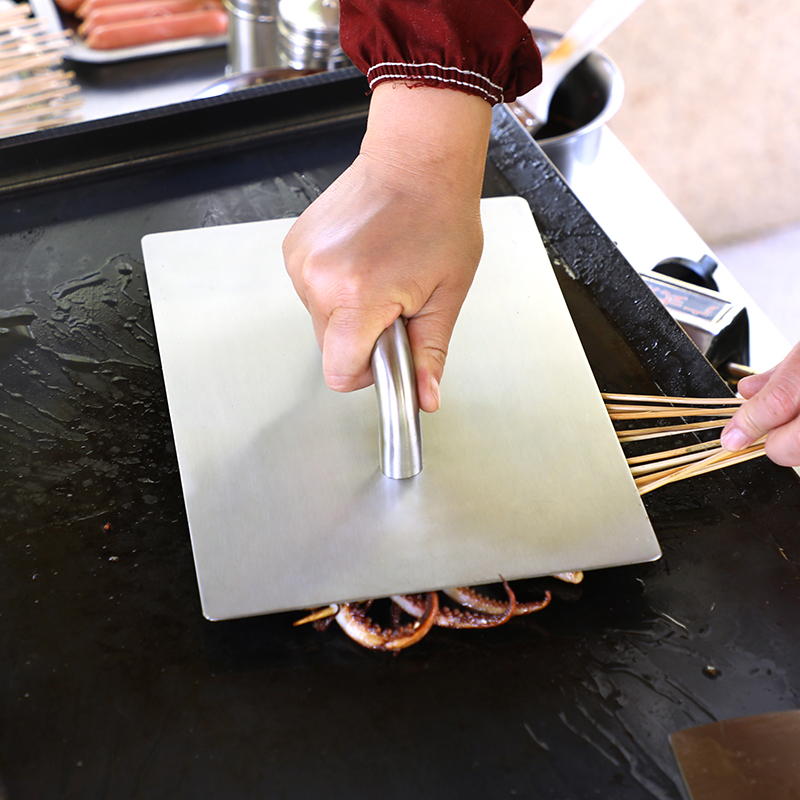 加大加厚铁板鱿鱼专用压板不锈钢鸭肠压饼铁板烧工具烧烤小吃设备 - 图2