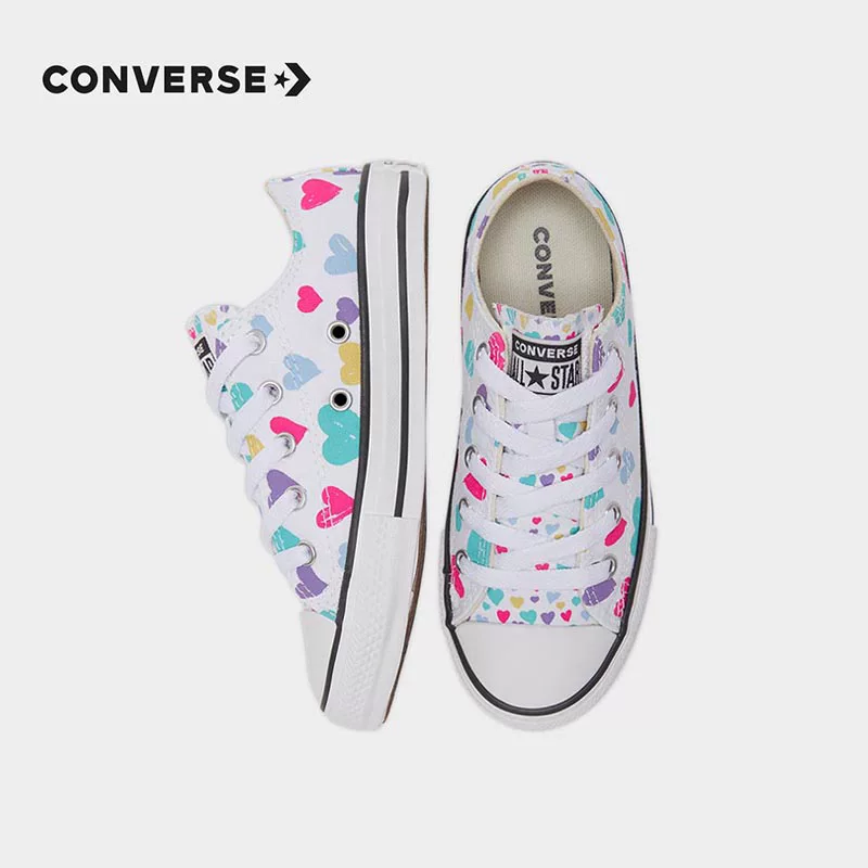 Converse детские кроссовки, детские кроссовки 2022 лето девочка большая любовь узор повседневные низкие канвасовые