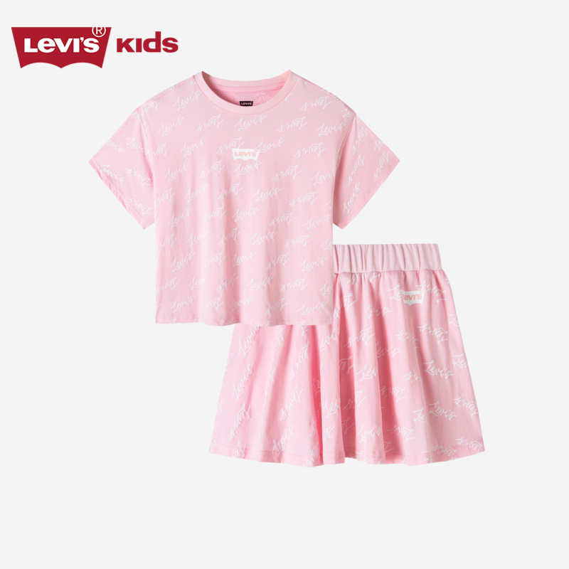 Levi's李维斯儿童装2023夏季新款女童短T短裙两件套女孩裙子套装