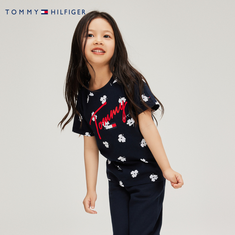 TOMMY儿童装女童短袖T恤夏季新品中大童纯棉上衣宝宝透气打底衫潮 - 图2