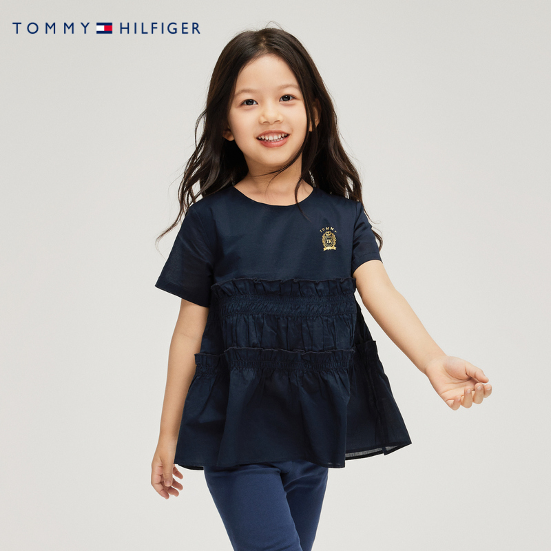 TOMMY童装正品女童短袖T恤夏季新品宝宝纯棉打底衫上衣-图2