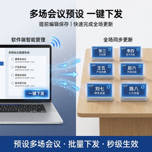 步频 智能定位电子桌牌E6彩屏会议名牌墨水屏设备桌牌双面三色桌签席卡无纸化牌贵宾牌姓名多功能台卡PM800 - 图1