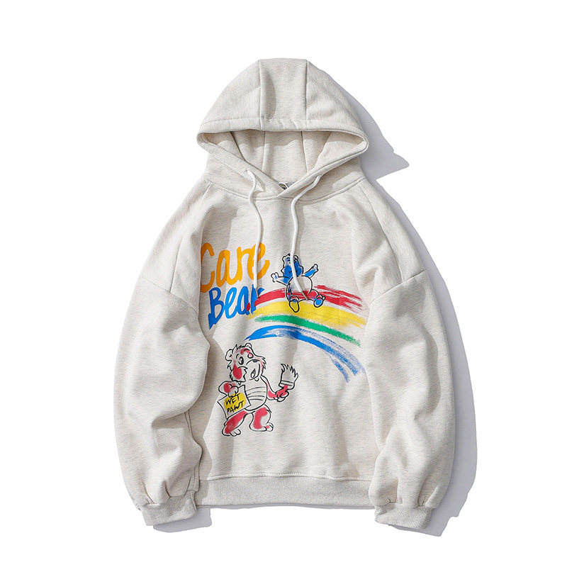 衫岛情侣装ins手绘小熊印花男卫衣 衫岛卫衣