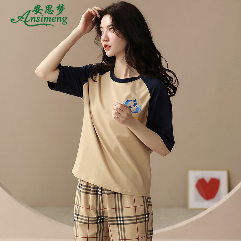 夏季纯棉短袖七分裤两件套装睡衣 安思梦睡衣/家居服套装