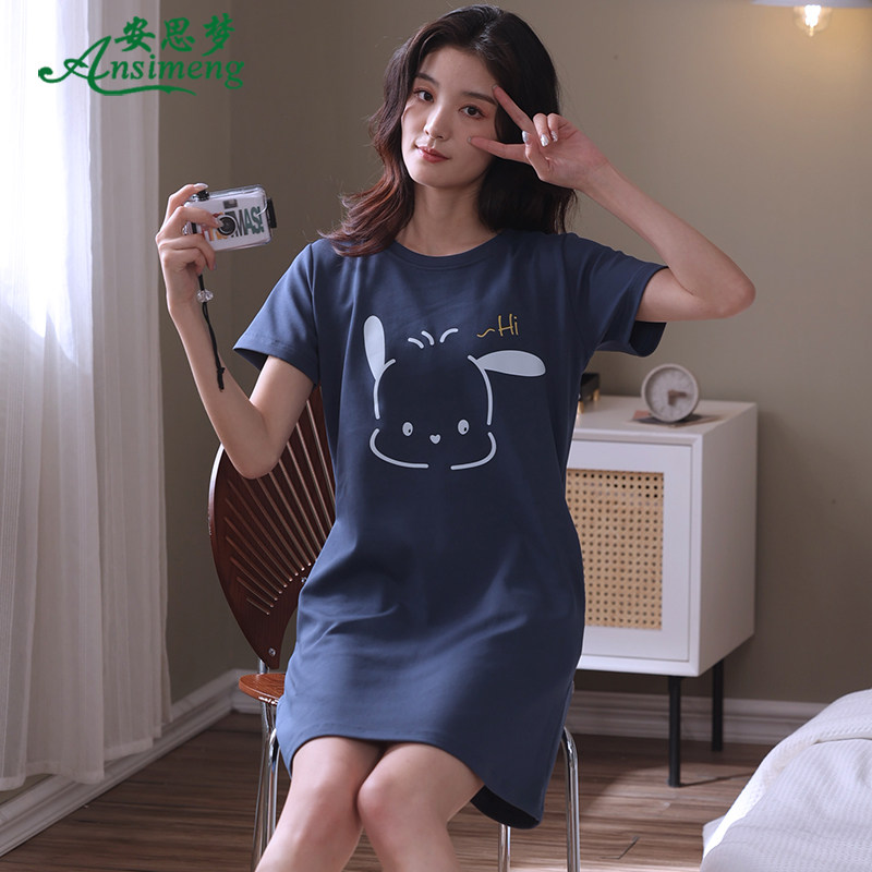 夏季睡裙纯棉短袖可爱中裙 安思梦睡裙