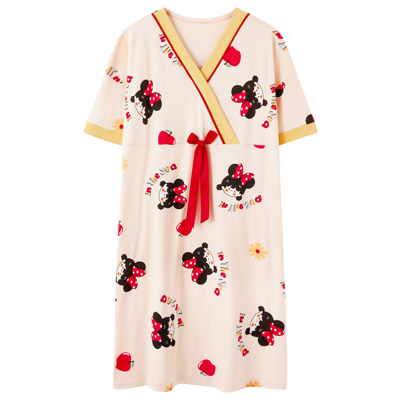 夏季睡裙纯棉短袖甜美可爱宽松中裙 安思梦睡裙