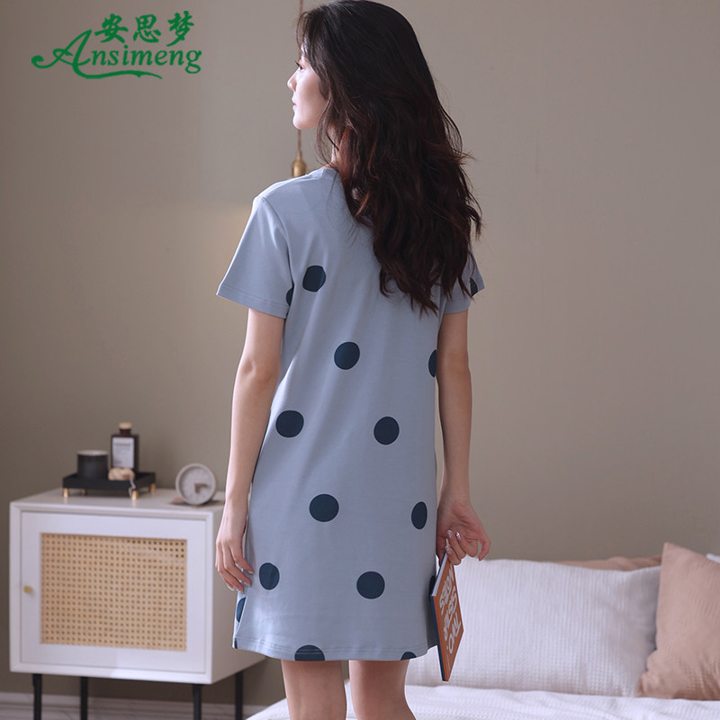 睡裙2022年新款纯棉短袖宽松裙子 安思梦睡裙