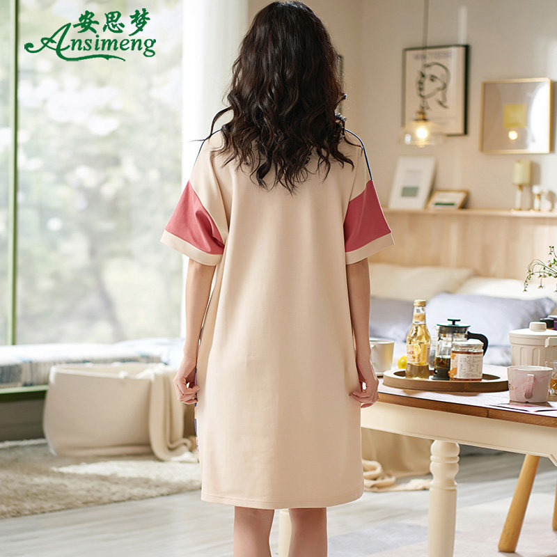 睡裙夏季纯棉短袖2022新款睡衣裙子 安思梦睡裙
