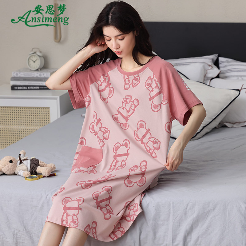 夏季睡裙新款纯棉短袖卡通连衣裙 安思梦睡裙