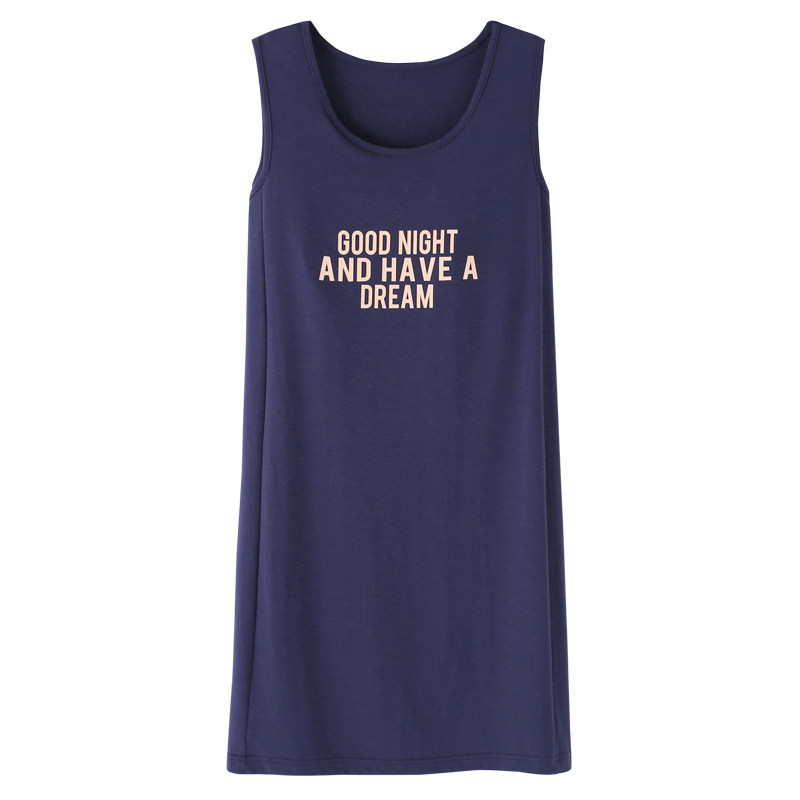 夏季纯棉背心无袖带胸垫连衣裙子 安思梦睡裙