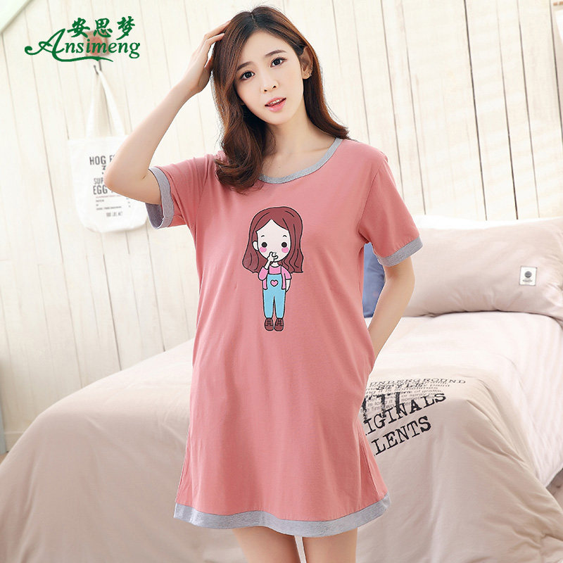 夏睡裙纯棉夏天甜美可爱短袖连衣裙 安思梦睡裙