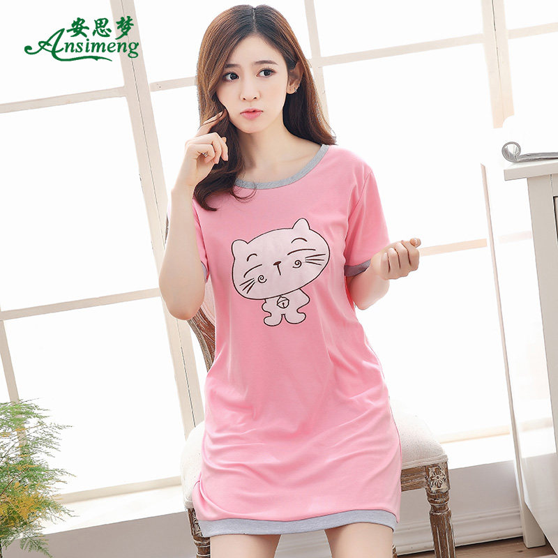 短袖纯棉睡裙女士可爱宽松连衣裙 安思梦睡裙