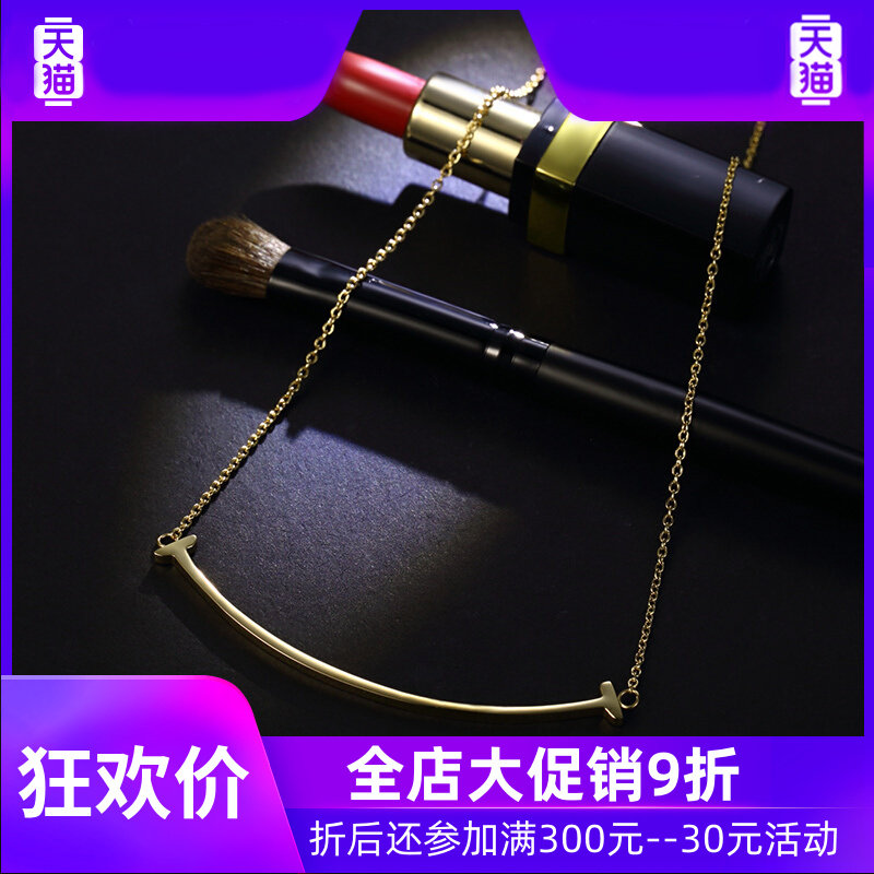 日韩笑脸女表情短款微笑吊坠锁骨链 灵运宝项链